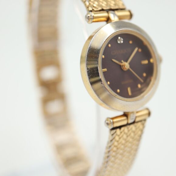 Chariot Diamond Women's Watch 22mm Brown Dial Gold Tone Bracelet w New Battery - Picture 8 of 16